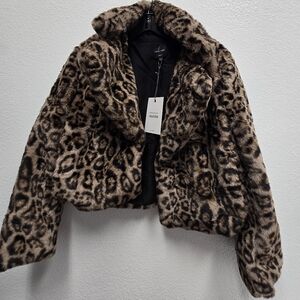 Love Tree Animal Print Faux Fur Jacket